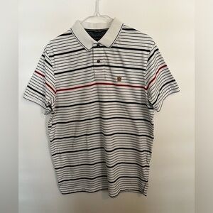 FAHRENHEIT RED/WHITE/NAVY BLUE MENS FITTED POLO SHIRT.  SIZE XL